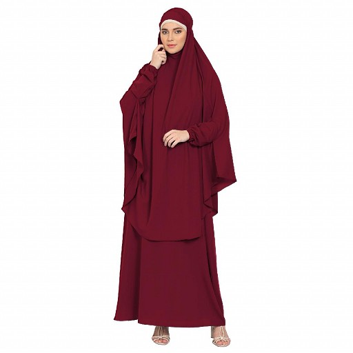 Two piece Jilbab with inner abaya- Maroon
